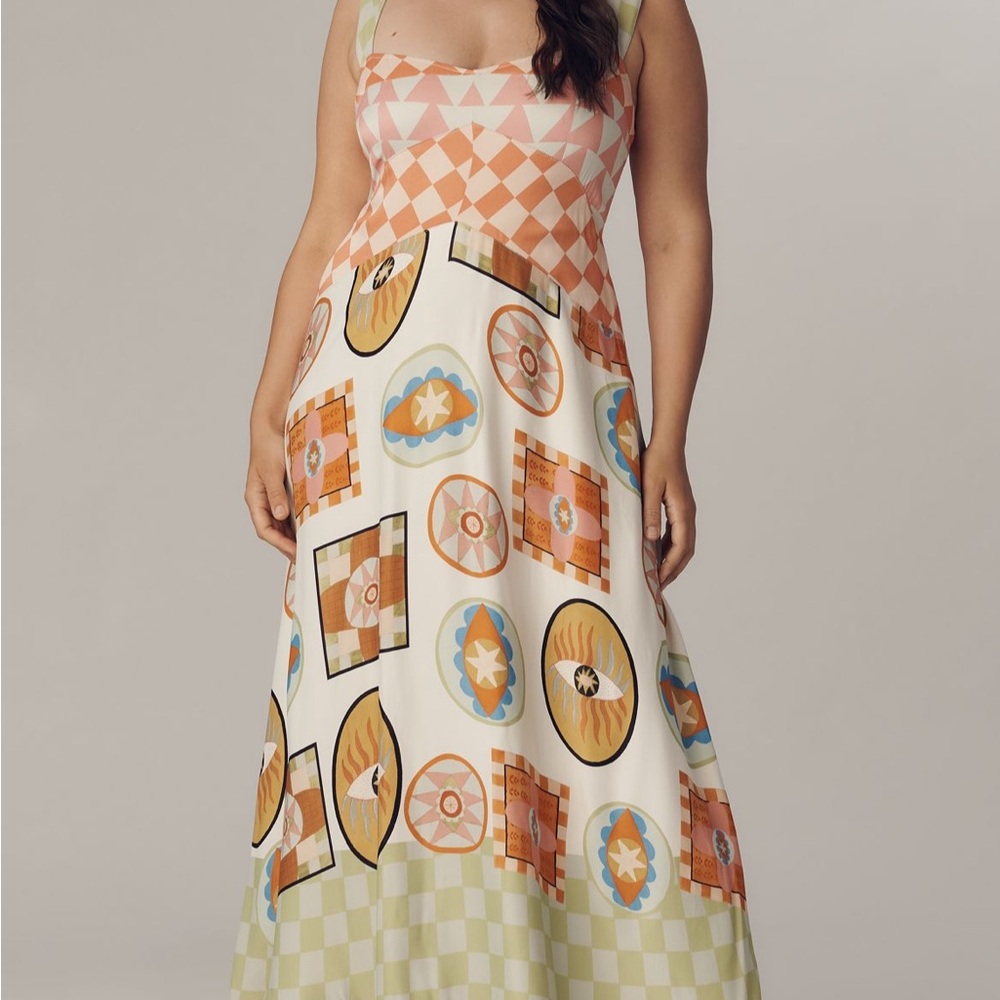 Anthropologie Colorful Geometric Maxi Dress 2X NWT
